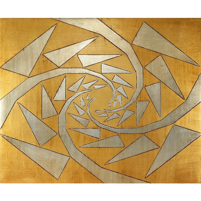 Early 21st Century Giuseppe Caiafa, Attrazione Spezzata Optical Panel, Carved Wood with Gold and Silver Leaf For Sale - Image 5 of 8
