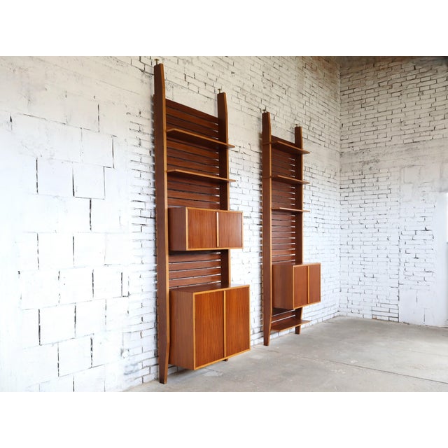 Mid-Century Italian Teak Floor-to-Ceiling Wall Units, 1950s, Set of 2 For Sale - Image 16 of 16