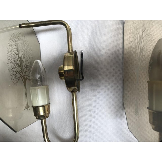 Art Deco Style Brass and Glass Wall Lights, 1960s, Set of 2 For Sale - Image 17 of 18