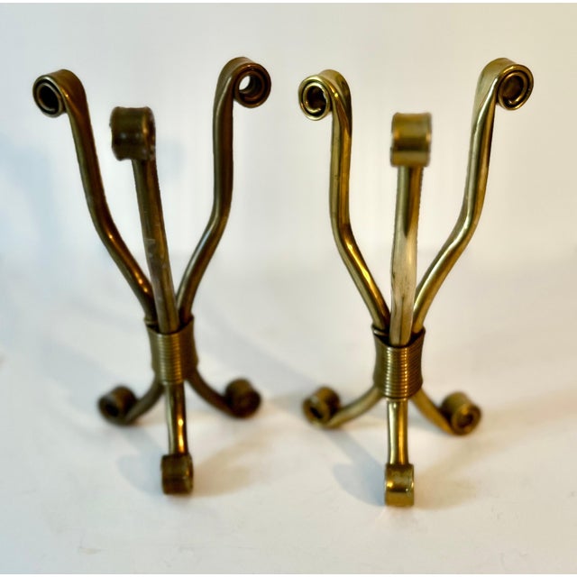 Brass Solid Brass Stands or Object Holders with Wrapped Brass Cord - Set of 2 For Sale - Image 8 of 8