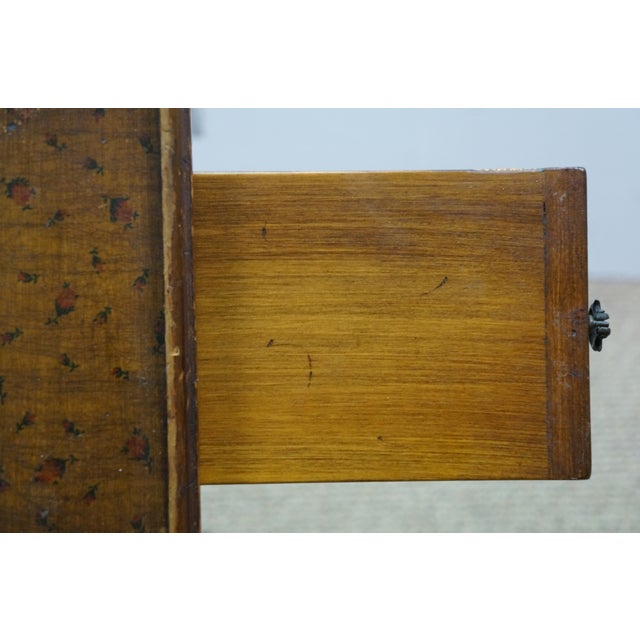 Mid 20th Century Walnut Floral Rose Tea Side Table W Pull Out Tray 19" For Sale - Image 17 of 18