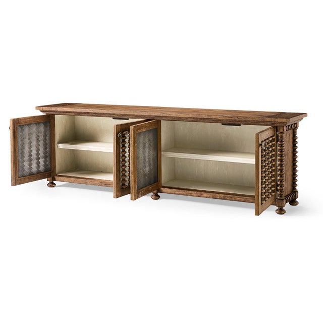 Bobbin-Turned Four-Door Entertainment Console For Sale - Image 4 of 14