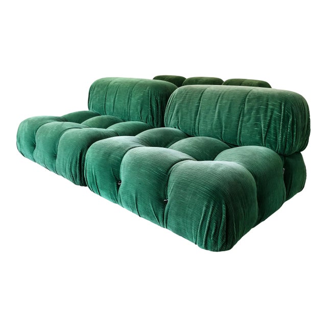 Large Italian Green Velvet Modular Camaleonda Living Room Set by Mario Bellini for B&B Italia, 1972, Set of 4 For Sale - Image 9 of 18