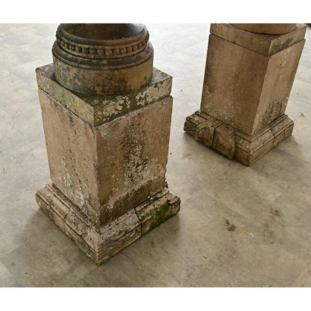 Sculpture Materials English Pair of 19th Century Cast Stone Garden Urns For Sale - Image 7 of 16