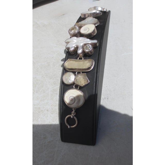 Late 20th Century Link Bracelet Signed the Dreamer Pearl,Crystal, Geode For Sale - Image 5 of 8