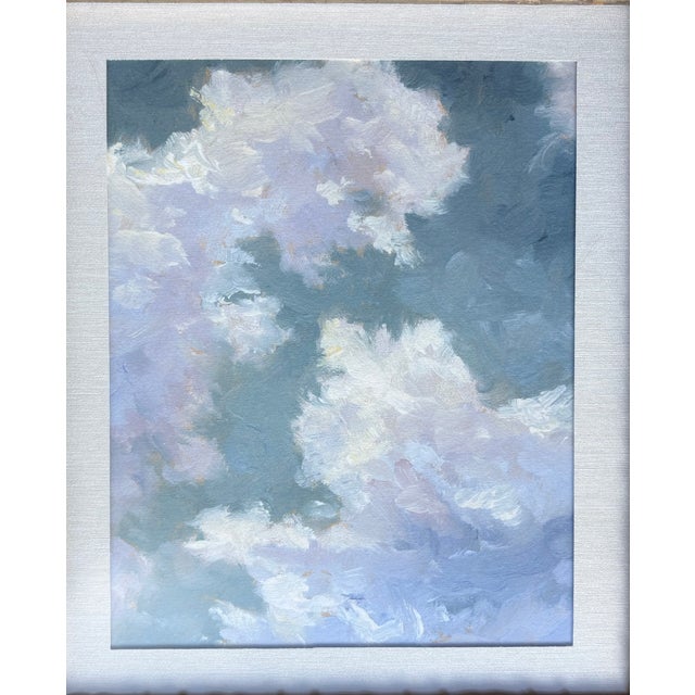 Artist studio reproduction print of her original oil painting “Clouds ii”. Unusual in that the sky is green. Sold out,...