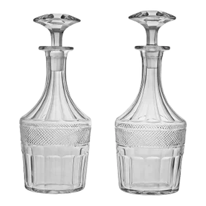 Early 20th Century Baccarat Crystal Decanters Louis Philippe Pattern and Stoppers - a Pair