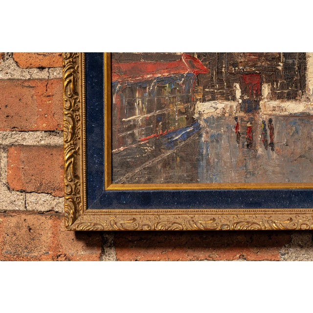Mid 20th Century Rainy Cityscape | Framed Savic Oil Painting For Sale In Chicago - Image 6 of 8