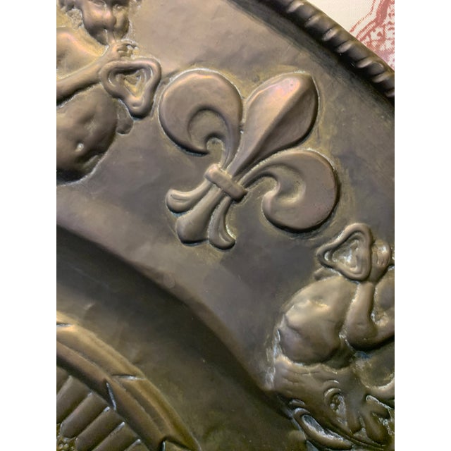 19th Century Brass Repousse Louis XIV Platter For Sale - Image 5 of 10