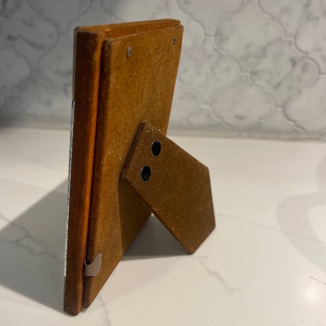 Early 20th Century Vintage Art Deco Chrome & Brass Picture Frame With Velvet Sides, C. 1935–1945 For Sale - Image 5 of 5