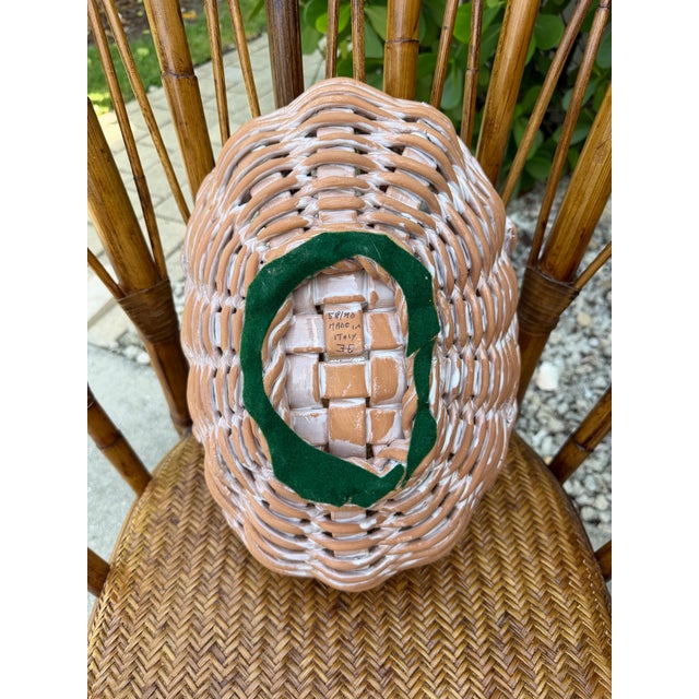 Vintage 15” Italian Handcrafted Ceramic Basket Centerpiece For Sale - Image 11 of 12