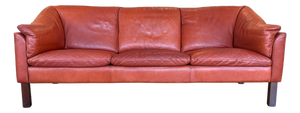 Mid-Century Danish Modern Leather Sofa by Hj Møbler