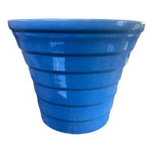 Vintage Mid Century Modern Ceramic Bauer Step Blue Planter #8 Los Angeles
