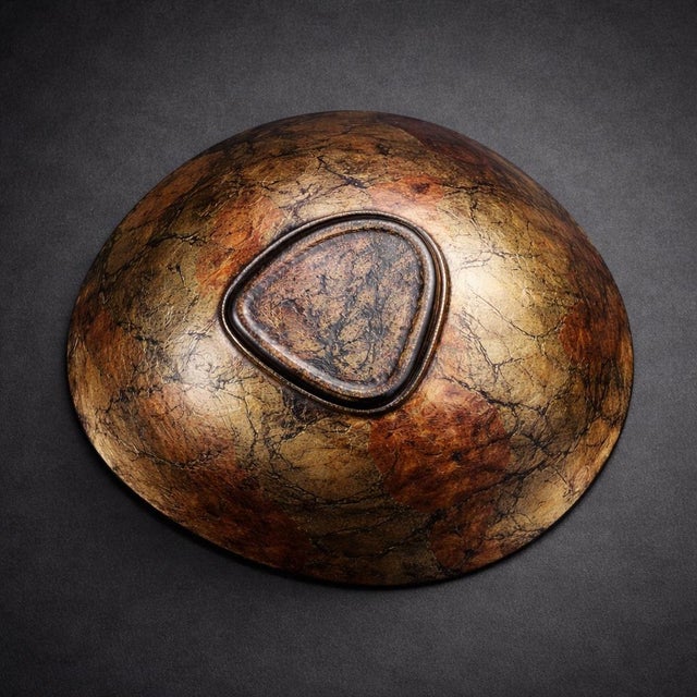 Vintage Fused Art Glass Bowl With Triangular Base – Mid-Century Modern Sculptural Centerpiece For Sale - Image 4 of 9