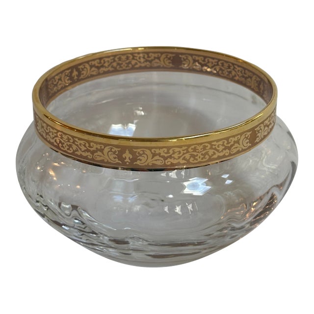 Vintage 1970s Lenox "Autumn" Pattern Collection 4" Diameter Dish Bowl Crystal Gold Encrusted Band For Sale