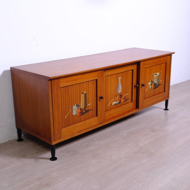 Mid-Century Sideboard in Hand-Painted Wood, 1950s For Sale - Image 4 of 18