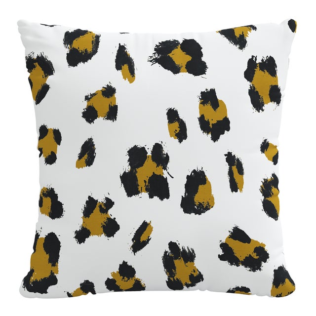 20" Decorative Pillow with Welt in Brush Cheetah Ochre For Sale In Chicago - Image 6 of 6