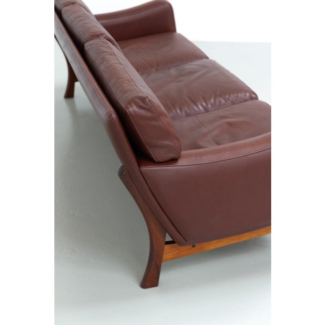 Animal Skin Danish Modern Leather and Rosewood Sofa from Eran, 1960s For Sale - Image 7 of 18