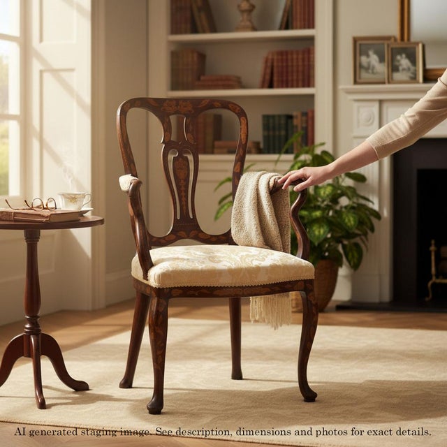 Antique 18th century dutch marquetry elbow arm desk chair – fine quality a brilliant 18th century dutch marquetry elbow...