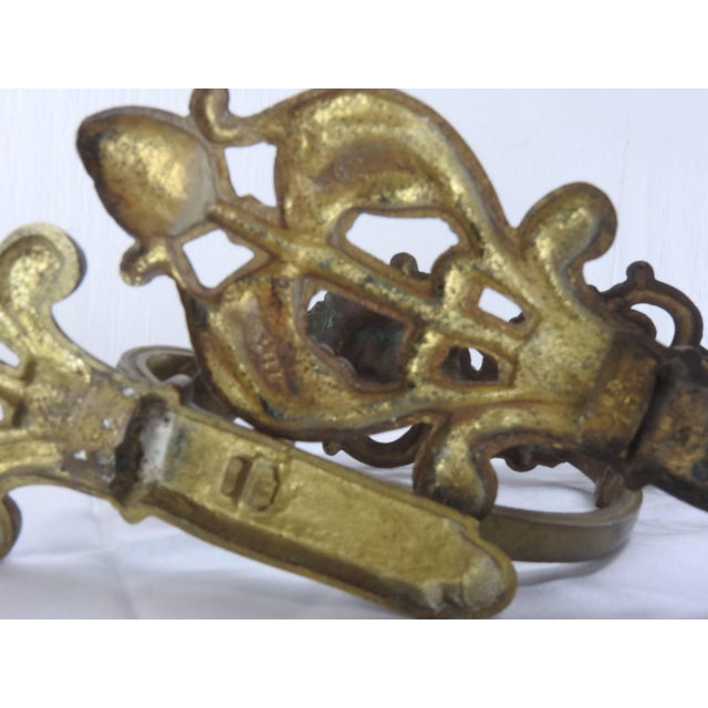 French Bronze Curtain Tie Back Hooks With Faces For Sale - Image 9 of 11