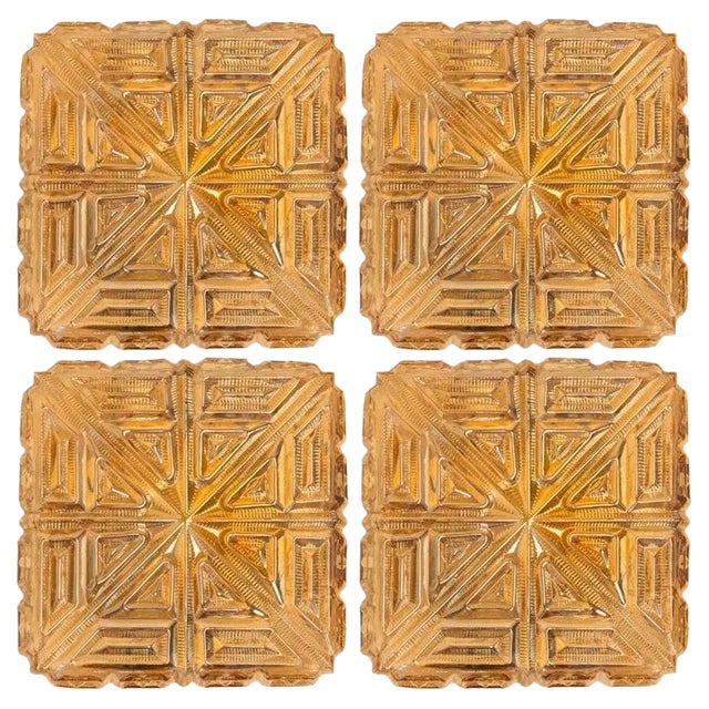 Several Square Amber Glass Flush Mounts, 1960 For Sale