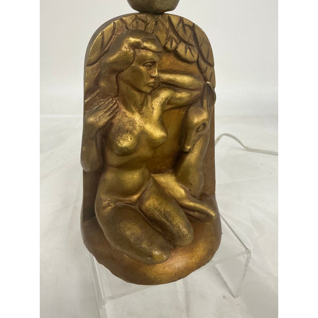 1940s Vintage Art Deco Chalk Ware Sculptural Lamp. For Sale - Image 5 of 12