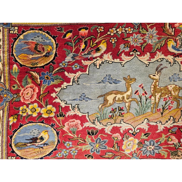 Vintage Persian Tabriz Pictorial Area Rug, Hand-Knotted With Silk For Sale - Image 12 of 12