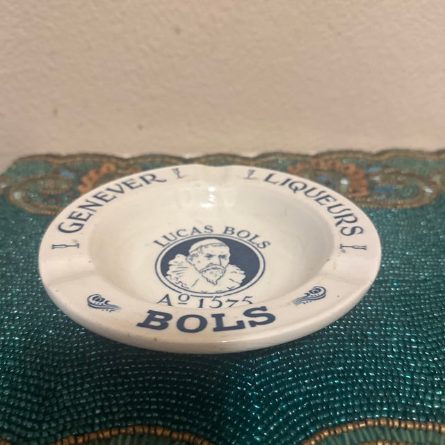 Mid-Century Dutch Blue Lucas Bols Ceramic Ashtray - Made in Holland For Sale - Image 9 of 9