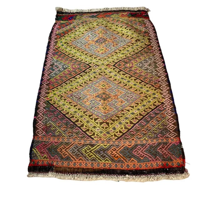 Brown Small Anatolian Turkish Kilim Rug For Sale - Image 8 of 11