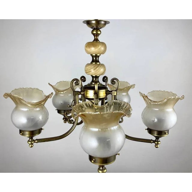 Vintage Brass & Onyx Chandelier by Lacroix Legs, 1960s For Sale - Image 4 of 8