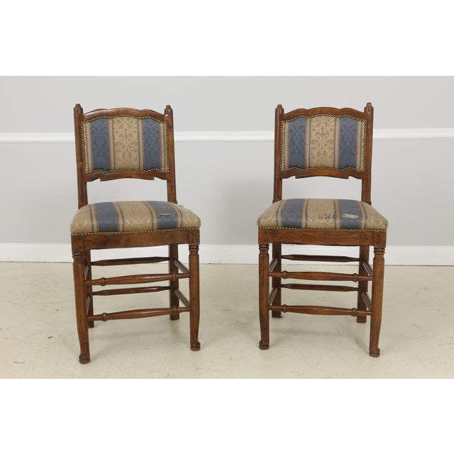 Pair Guy Chaddock Distressed Finish Upholstered Bar Stools Chairish