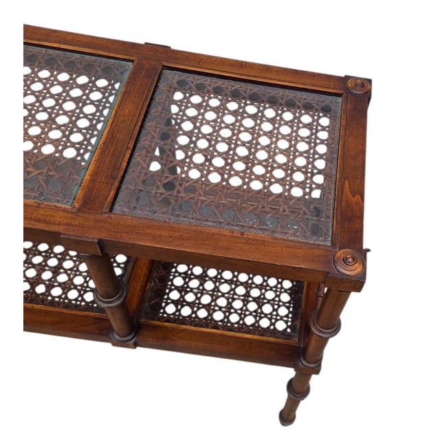 1970s Vintage Faux Bamboo Cane Console Server Sideboard Sofa Table For Sale - Image 5 of 11