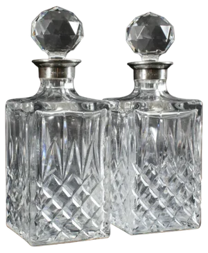 20th Century Cut Crystal Glass Liqueur Decanters, Birmingham, 1978, Set of 2