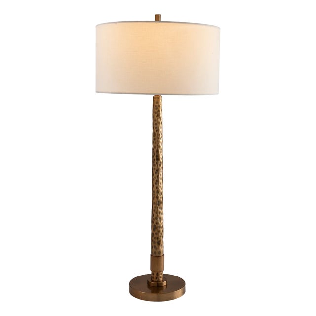 Florence Hammered Brass Lamp For Sale