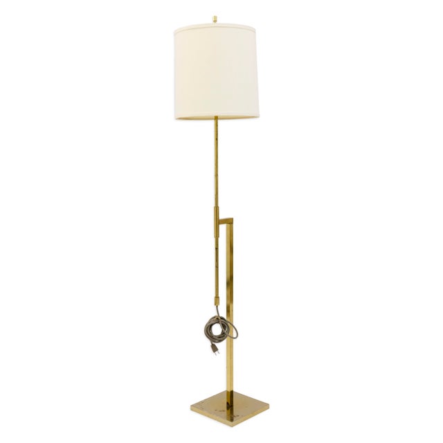 Mid-Century Modern Vintage Laurel Lamp Company Tall Brass Adjustable Floor Lamp For Sale - Image 3 of 7