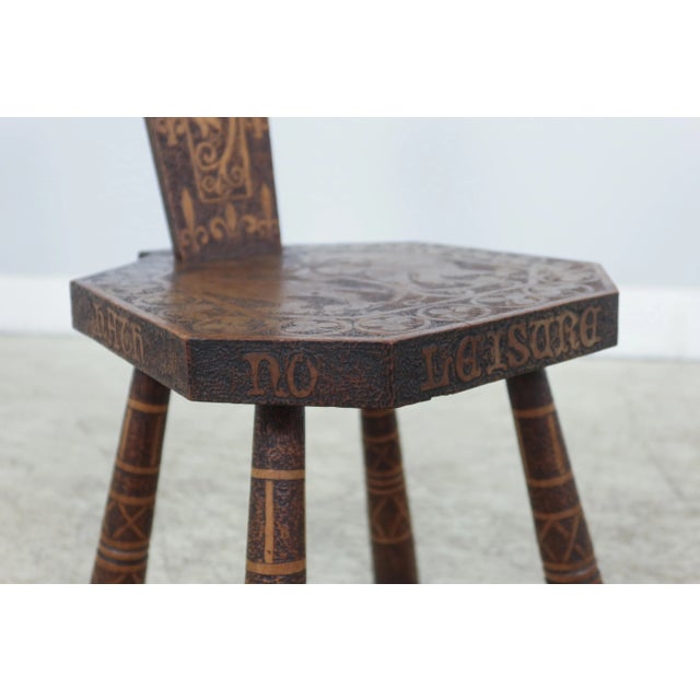 Antique Hand Crafted Old English Occasional Seat Chair For Sale In Philadelphia - Image 6 of 11