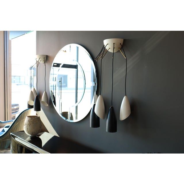 White 1970s Roberto Giulio Rida Five Arm Cone Sconces in Black and White With Brass Fittings - a Pair For Sale - Image 8 of 8
