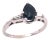 14 Karat White Gold Ring With Center Pear Shape Sapphire and Diamond Accents, Size 7 For Sale