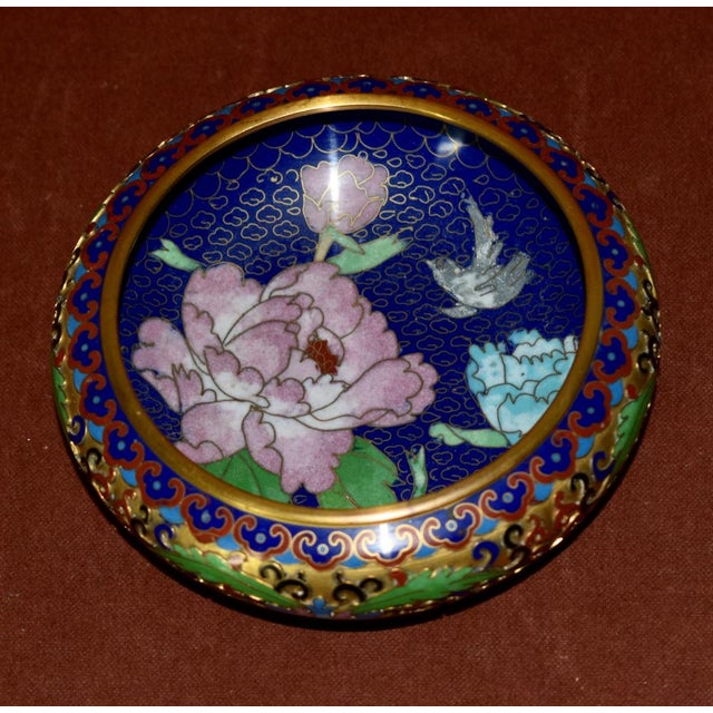 Vintage Chinese Small Cloisonné Bowl With Floral Interior For Sale - Image 10 of 13