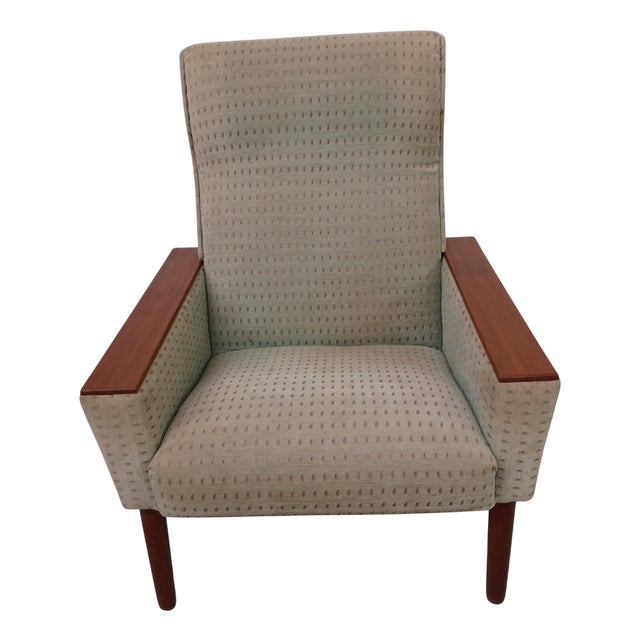 Mid-Century Danish Lounge Chair with Teak Armrests, 1960s For Sale