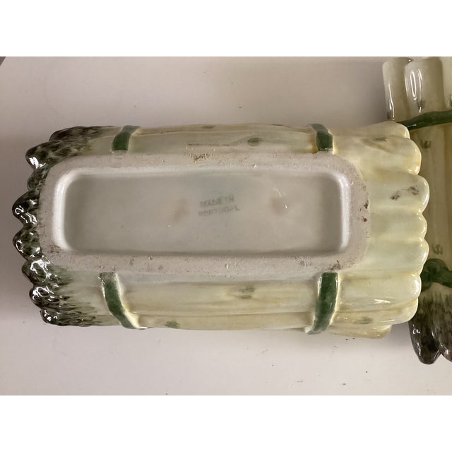 Majolica Style Covered Serving Dosh Shaped Like a Bunch of Asparagus For Sale - Image 10 of 11