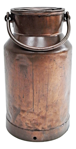 Milk Jug with Lid and Handle in Copper-Plated Zinc, 1970s