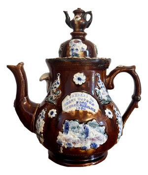 Large Antique Bargeware Tea Pot, 1880