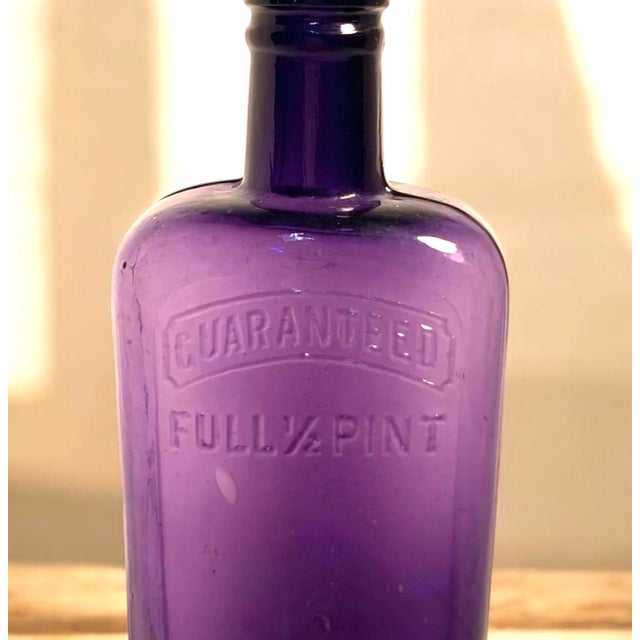 Early 20th C. Amethyst Embossed Half-Pint Whiskey Bottle For Sale In Louisville - Image 6 of 12