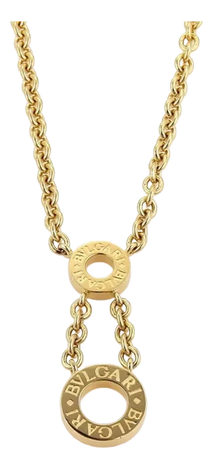 Bvlgari Bulgari 18k Yellow Gold Double Open Circle Pendant Chain Necklace