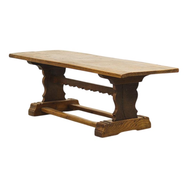 Rustic Farmhouse Refectory Coffee Table in Solid Oak For Sale