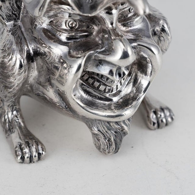 20th Century Victorian Silver Grotesque Inkwells, London, 1880s, Set of 2 For Sale - Image 4 of 14