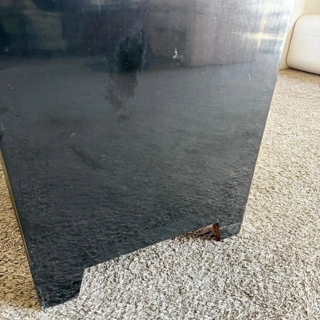 Chinese Black Lacquered Mother of Pearl Inlay Vanity/Chest With Mirror For Sale - Image 12 of 12