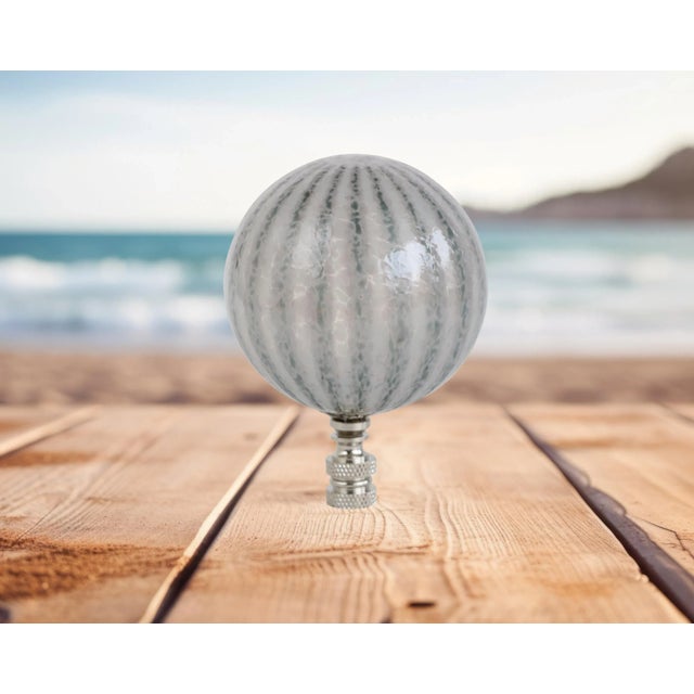 2020s Handblown Striped Glass Lamp Finial on Chrome Hardware For Sale - Image 5 of 5