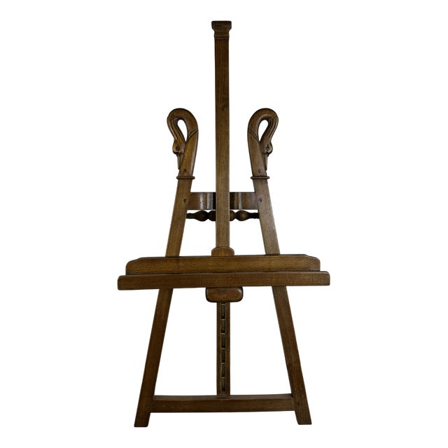 Walnut Easel with Swan Neck Decoration, 1970s For Sale